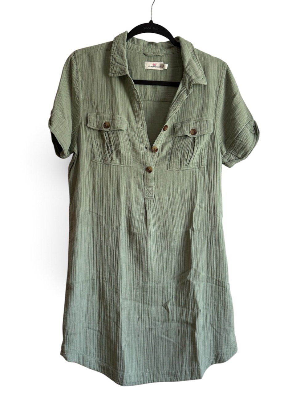 Vineyard Vines Sage Green Short Sleeve Shirt Dress